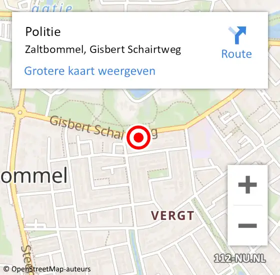 Locatie op kaart van de 112 melding: Politie Zaltbommel, Gisbert Schairtweg op 31 juli 2023 07:36