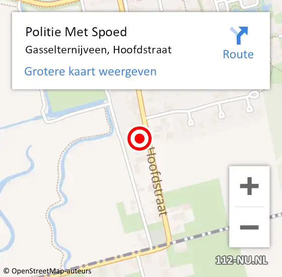 Locatie op kaart van de 112 melding: Politie Met Spoed Naar Gasselternijveen, Hoofdstraat op 31 juli 2023 09:54