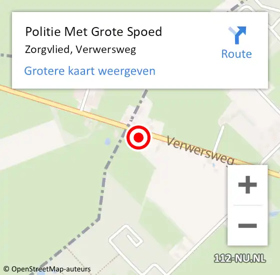 Locatie op kaart van de 112 melding: Politie Met Grote Spoed Naar Zorgvlied, Verwersweg op 31 juli 2023 11:38
