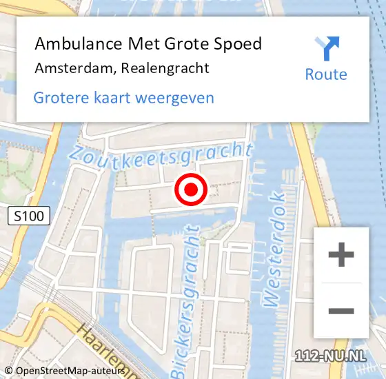 Locatie op kaart van de 112 melding: Ambulance Met Grote Spoed Naar Amsterdam, Realengracht op 31 juli 2023 13:48