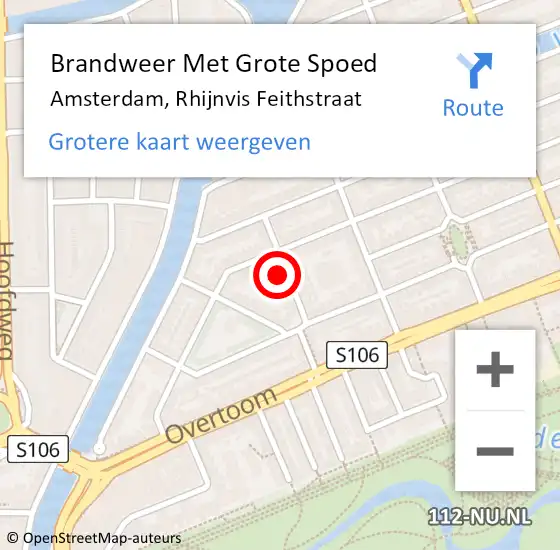 Locatie op kaart van de 112 melding: Brandweer Met Grote Spoed Naar Amsterdam, Rhijnvis Feithstraat op 31 juli 2023 13:58