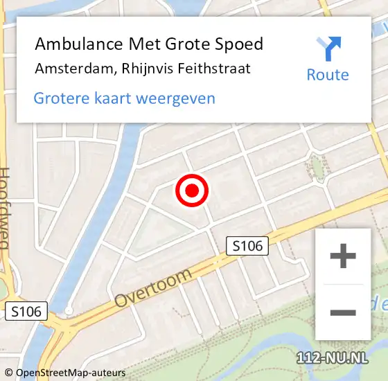 Locatie op kaart van de 112 melding: Ambulance Met Grote Spoed Naar Amsterdam, Rhijnvis Feithstraat op 31 juli 2023 13:58