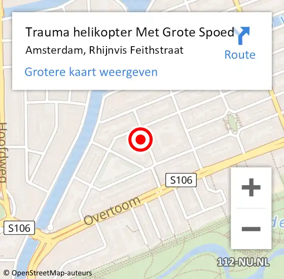 Locatie op kaart van de 112 melding: Trauma helikopter Met Grote Spoed Naar Amsterdam, Rhijnvis Feithstraat op 31 juli 2023 14:01