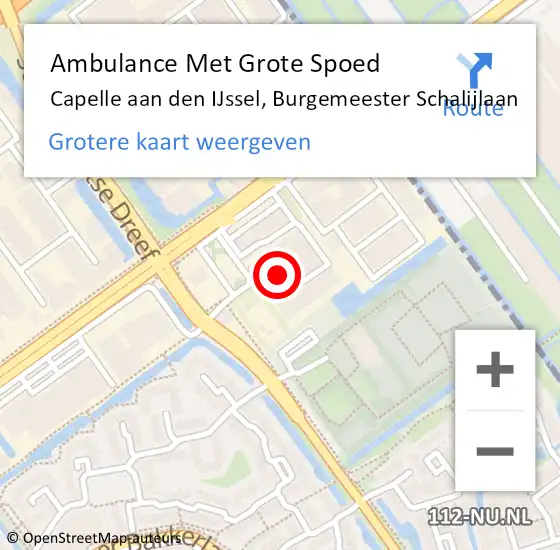Locatie op kaart van de 112 melding: Ambulance Met Grote Spoed Naar Capelle aan den IJssel, Burgemeester Schalijlaan op 31 juli 2023 14:28