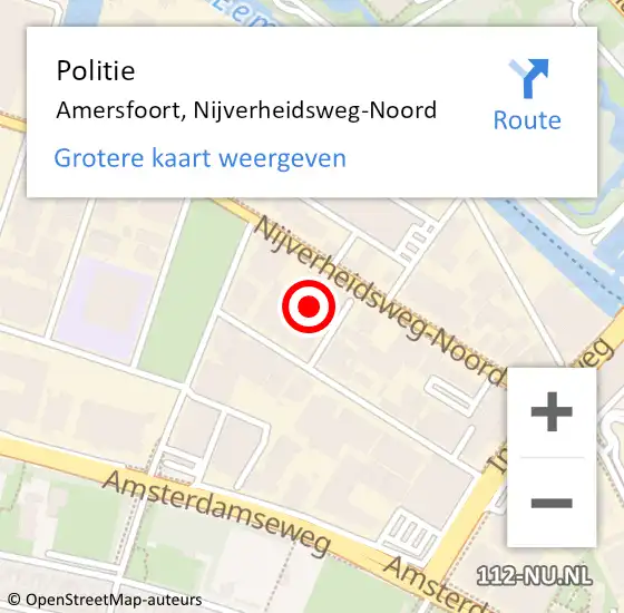 Locatie op kaart van de 112 melding: Politie Amersfoort, Nijverheidsweg-Noord op 31 juli 2023 15:55