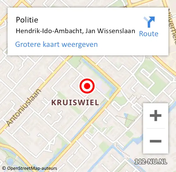Locatie op kaart van de 112 melding: Politie Hendrik-Ido-Ambacht, Jan Wissenslaan op 31 juli 2023 16:43