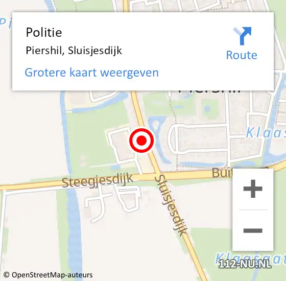Locatie op kaart van de 112 melding: Politie Piershil, Sluisjesdijk op 31 juli 2023 17:11