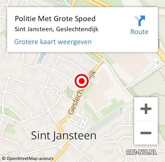 Locatie op kaart van de 112 melding: Politie Met Grote Spoed Naar Sint Jansteen, Geslechtendijk op 31 juli 2023 17:39