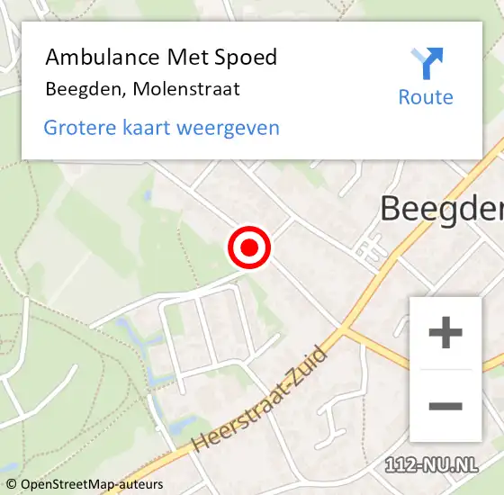 Locatie op kaart van de 112 melding: Ambulance Met Spoed Naar Beegden, Molenstraat op 31 juli 2023 17:42