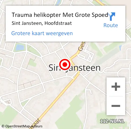Locatie op kaart van de 112 melding: Trauma helikopter Met Grote Spoed Naar Sint Jansteen, Hoofdstraat op 31 juli 2023 17:43