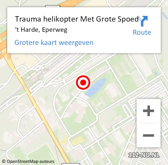 Locatie op kaart van de 112 melding: Trauma helikopter Met Grote Spoed Naar 't Harde, Eperweg op 31 juli 2023 18:18