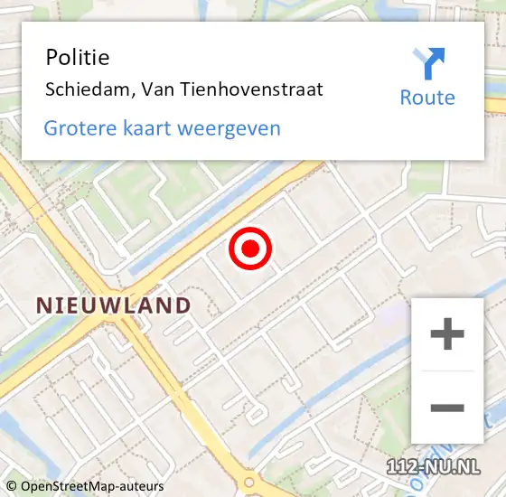 Locatie op kaart van de 112 melding: Politie Schiedam, Van Tienhovenstraat op 31 juli 2023 21:55