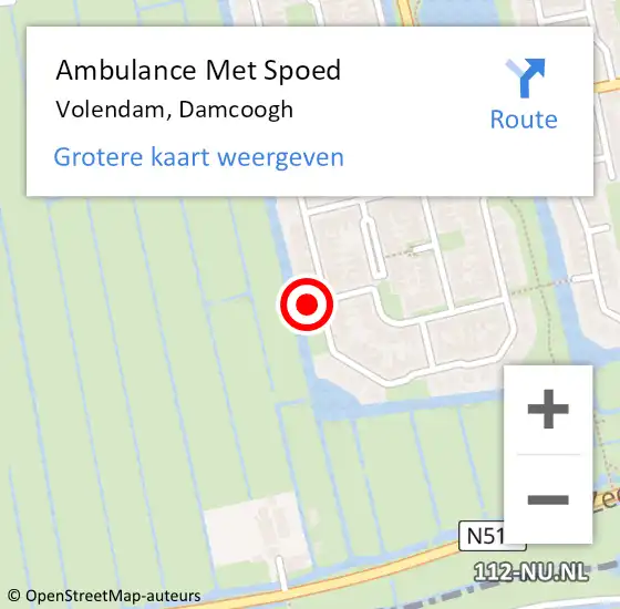 Locatie op kaart van de 112 melding: Ambulance Met Spoed Naar Volendam, Damcoogh op 1 augustus 2023 03:41