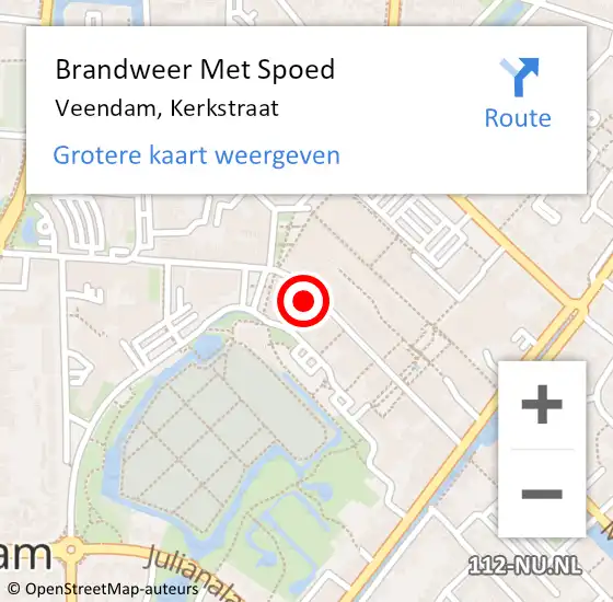 Locatie op kaart van de 112 melding: Brandweer Met Spoed Naar Veendam, Kerkstraat op 1 augustus 2023 12:02