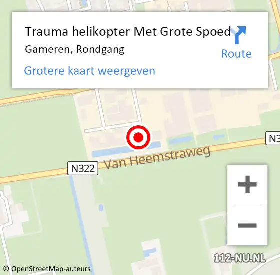 Locatie op kaart van de 112 melding: Trauma helikopter Met Grote Spoed Naar Gameren, Rondgang op 1 augustus 2023 12:53