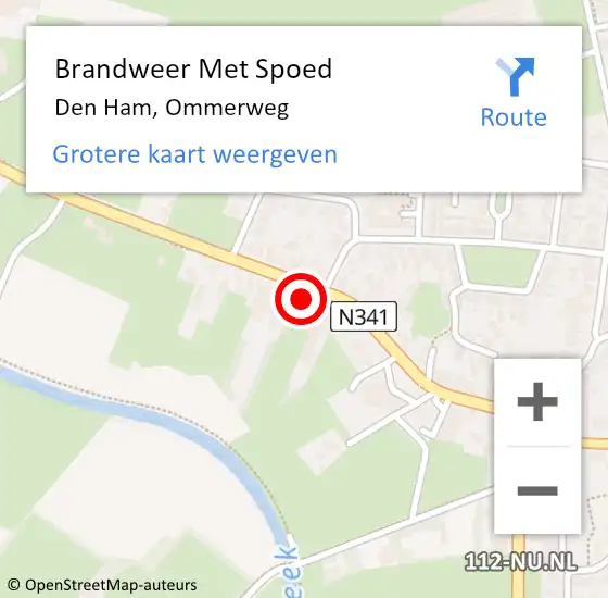 Locatie op kaart van de 112 melding: Brandweer Met Spoed Naar Den Ham, Ommerweg op 1 augustus 2023 13:29