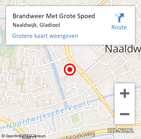 Locatie op kaart van de 112 melding: Brandweer Met Grote Spoed Naar Naaldwijk, Gladiool op 1 augustus 2023 13:49