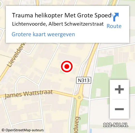 Locatie op kaart van de 112 melding: Trauma helikopter Met Grote Spoed Naar Lichtenvoorde, Albert Schweitzerstraat op 1 augustus 2023 14:31