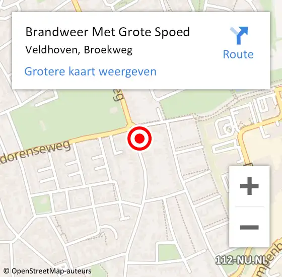 Locatie op kaart van de 112 melding: Brandweer Met Grote Spoed Naar Veldhoven, Broekweg op 1 augustus 2023 15:55