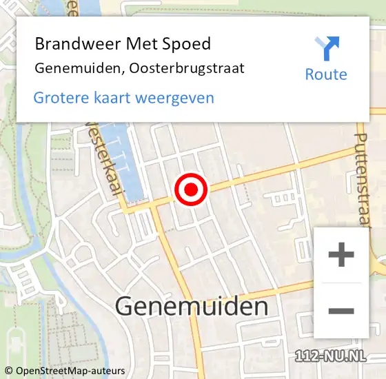 Locatie op kaart van de 112 melding: Brandweer Met Spoed Naar Genemuiden, Oosterbrugstraat op 1 augustus 2023 19:54