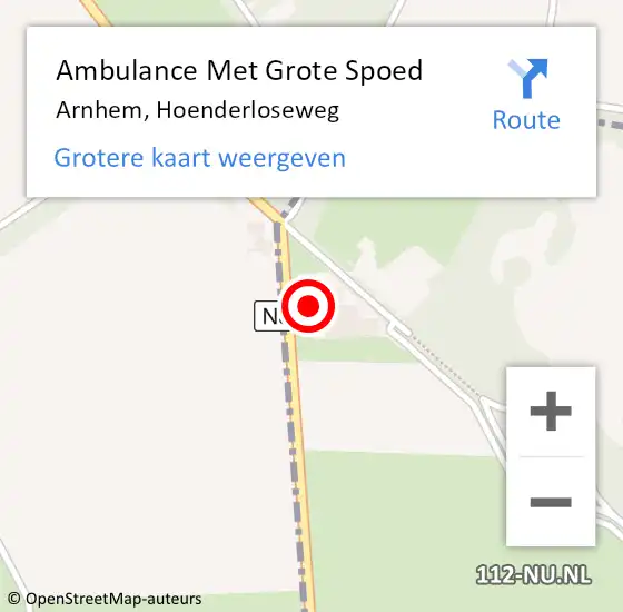 Locatie op kaart van de 112 melding: Ambulance Met Grote Spoed Naar Arnhem, Hoenderloseweg op 3 september 2014 15:39