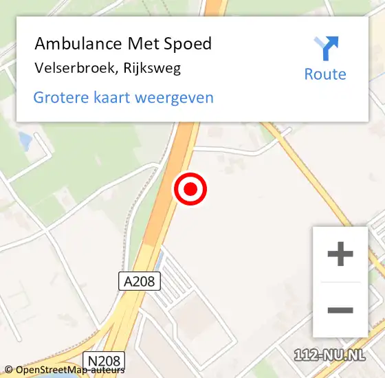 Locatie op kaart van de 112 melding: Ambulance Met Spoed Naar Velserbroek, Rijksweg op 1 augustus 2023 23:14