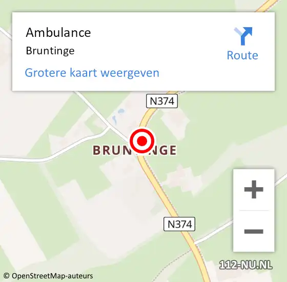 Locatie op kaart van de 112 melding: Ambulance Bruntinge op 1 augustus 2023 23:28