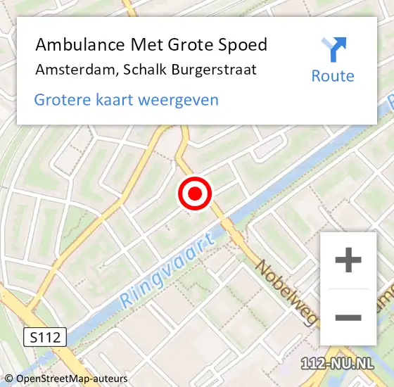 Locatie op kaart van de 112 melding: Ambulance Met Grote Spoed Naar Amsterdam, Schalk Burgerstraat op 2 augustus 2023 09:27