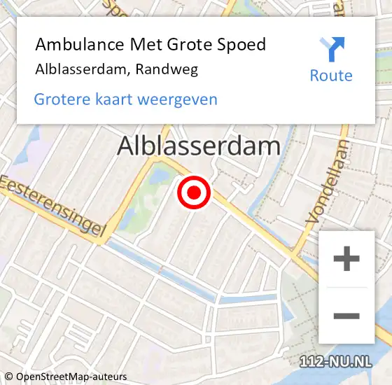 Locatie op kaart van de 112 melding: Ambulance Met Grote Spoed Naar Alblasserdam, Randweg op 2 augustus 2023 11:11
