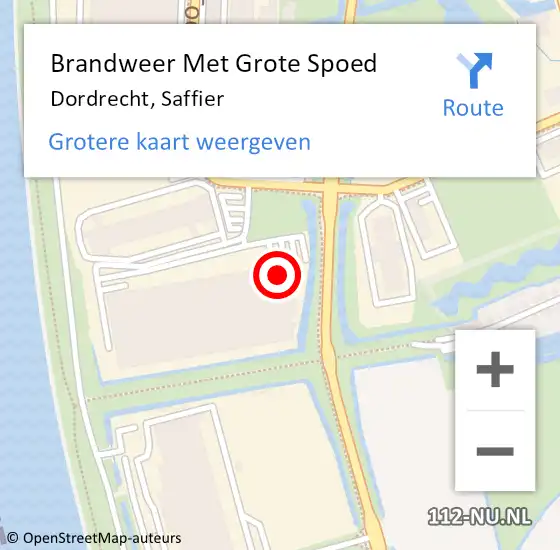 Locatie op kaart van de 112 melding: Brandweer Met Grote Spoed Naar Dordrecht, Saffier op 2 augustus 2023 11:24
