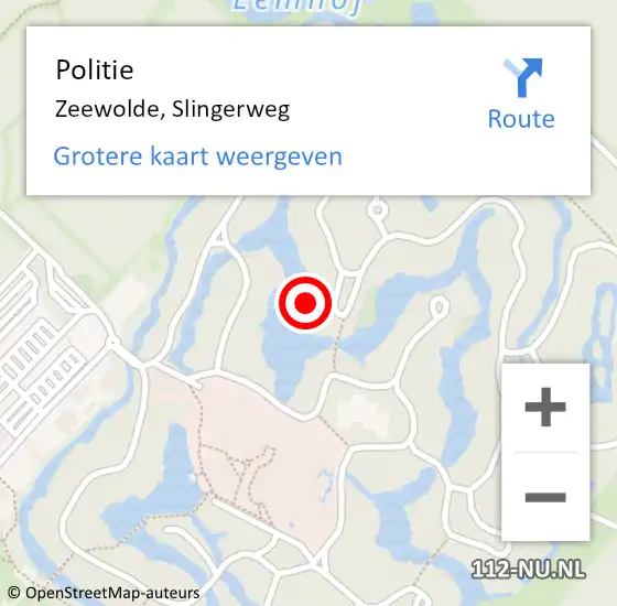 Locatie op kaart van de 112 melding: Politie Zeewolde, Slingerweg op 2 augustus 2023 12:03