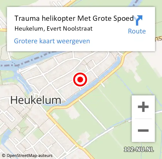 Locatie op kaart van de 112 melding: Trauma helikopter Met Grote Spoed Naar Heukelum, Evert Noolstraat op 2 augustus 2023 14:55