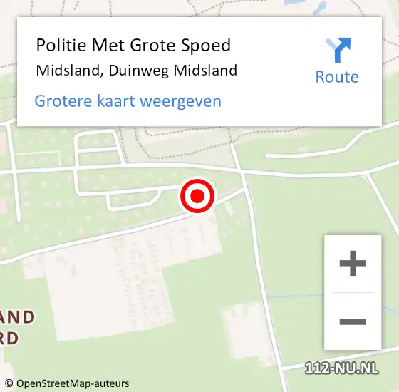 Locatie op kaart van de 112 melding: Politie Met Grote Spoed Naar Midsland, Duinweg Midsland op 2 augustus 2023 16:50