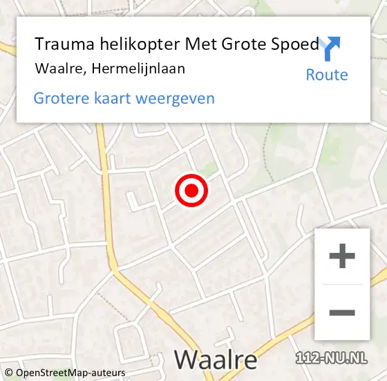 Locatie op kaart van de 112 melding: Trauma helikopter Met Grote Spoed Naar Waalre, Hermelijnlaan op 2 augustus 2023 17:30