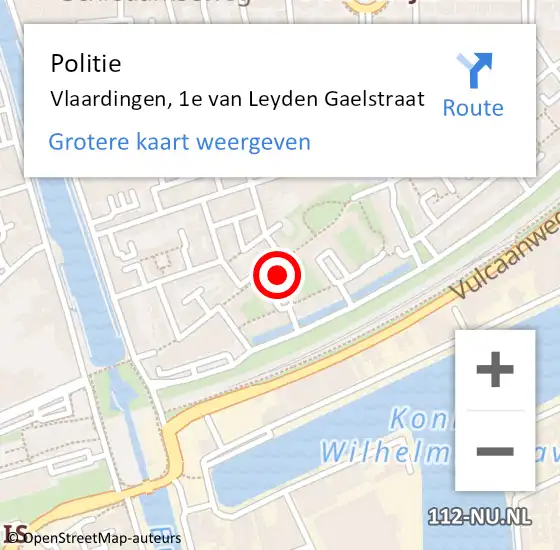 Locatie op kaart van de 112 melding: Politie Vlaardingen, 1e van Leyden Gaelstraat op 2 augustus 2023 18:13