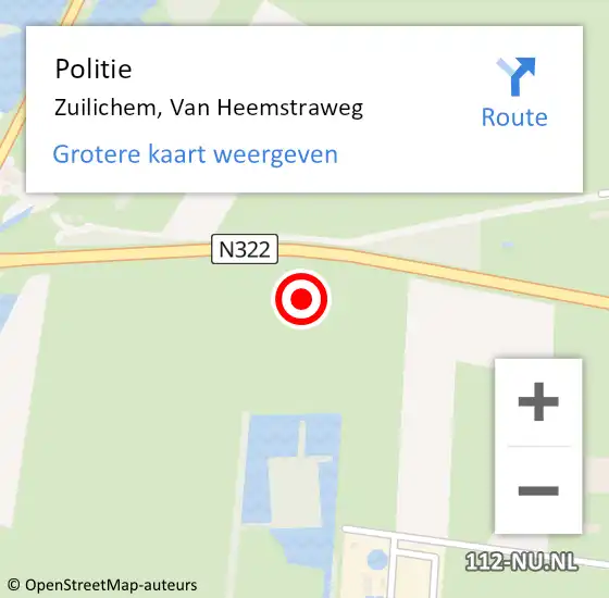 Locatie op kaart van de 112 melding: Politie Zuilichem, Van Heemstraweg op 2 augustus 2023 18:35