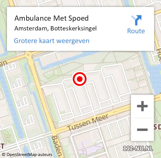 Locatie op kaart van de 112 melding: Ambulance Met Spoed Naar Amsterdam, Botteskerksingel op 2 augustus 2023 18:47