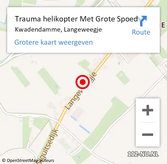 Locatie op kaart van de 112 melding: Trauma helikopter Met Grote Spoed Naar Kwadendamme, Langeweegje op 2 augustus 2023 20:01