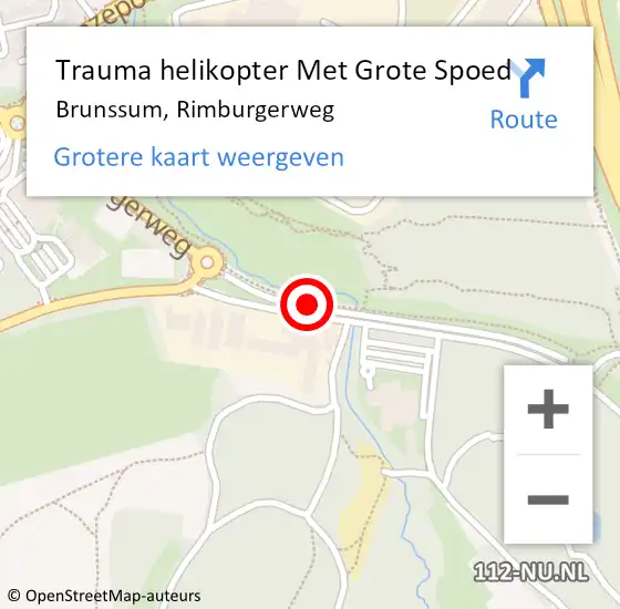 Locatie op kaart van de 112 melding: Trauma helikopter Met Grote Spoed Naar Brunssum, Rimburgerweg op 2 augustus 2023 21:42