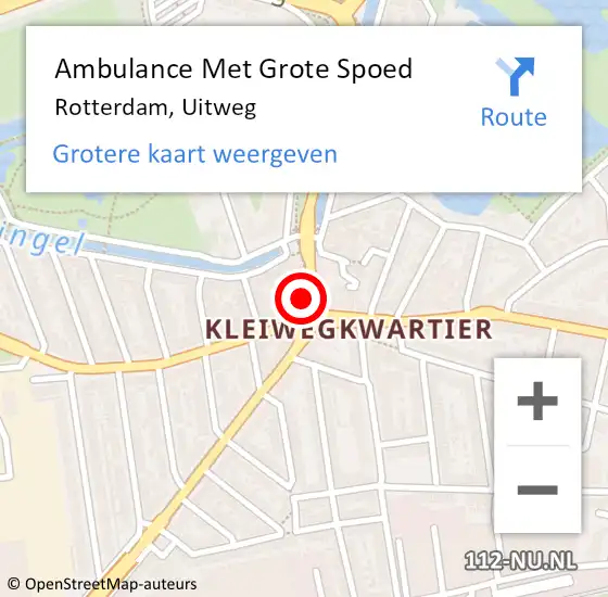 Locatie op kaart van de 112 melding: Ambulance Met Grote Spoed Naar Rotterdam, Uitweg op 2 augustus 2023 23:49