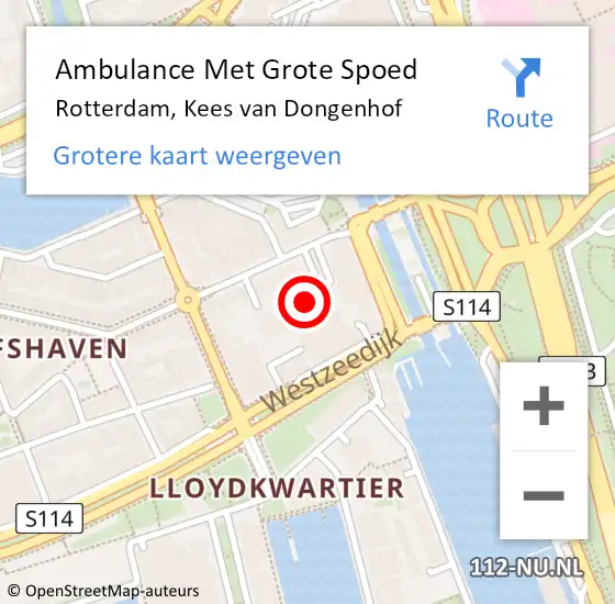 Locatie op kaart van de 112 melding: Ambulance Met Grote Spoed Naar Rotterdam, Kees van Dongenhof op 3 augustus 2023 00:40