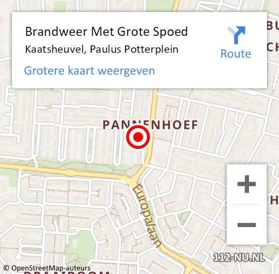 Locatie op kaart van de 112 melding: Brandweer Met Grote Spoed Naar Kaatsheuvel, Paulus Potterplein op 3 augustus 2023 00:44