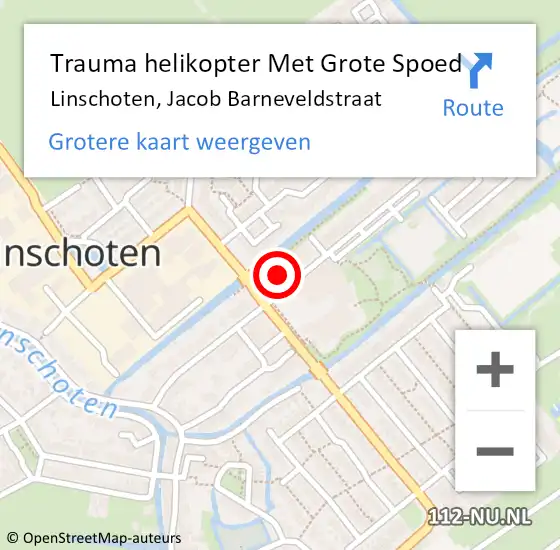 Locatie op kaart van de 112 melding: Trauma helikopter Met Grote Spoed Naar Linschoten, Jacob Barneveldstraat op 3 augustus 2023 10:39