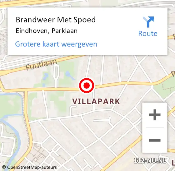 Locatie op kaart van de 112 melding: Brandweer Met Spoed Naar Eindhoven, Parklaan op 3 augustus 2023 12:55