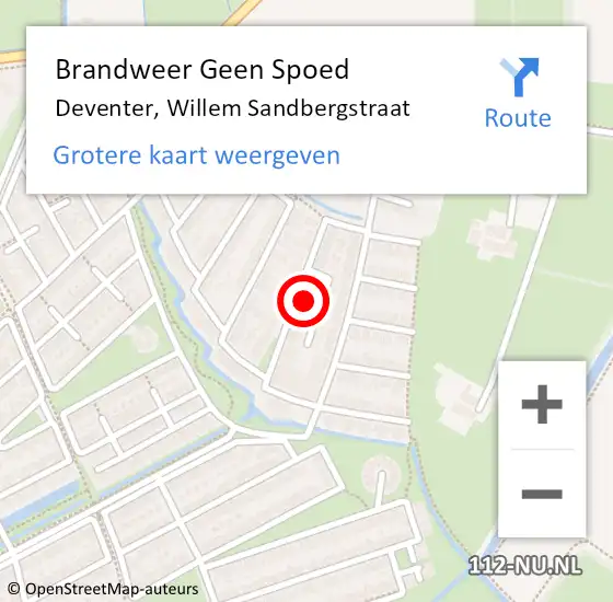 Locatie op kaart van de 112 melding: Brandweer Geen Spoed Naar Deventer, Willem Sandbergstraat op 3 augustus 2023 12:58