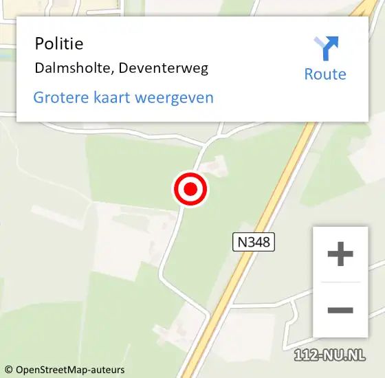 Locatie op kaart van de 112 melding: Politie Dalmsholte, Deventerweg op 3 augustus 2023 14:43
