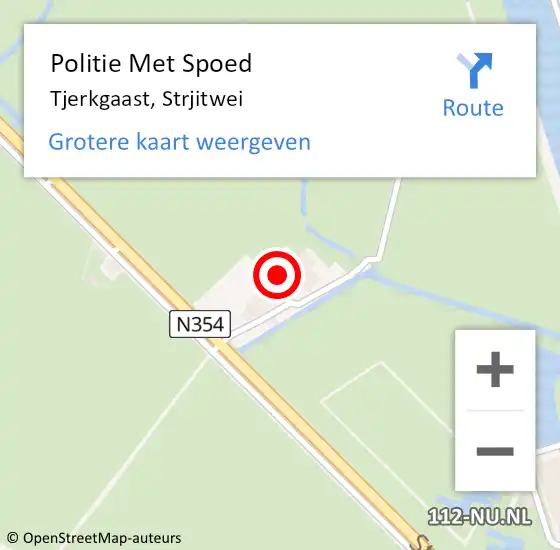 Locatie op kaart van de 112 melding: Politie Met Spoed Naar Tjerkgaast, Strjitwei op 3 augustus 2023 14:44
