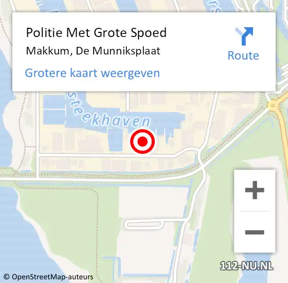 Locatie op kaart van de 112 melding: Politie Met Grote Spoed Naar Makkum, De Munniksplaat op 3 augustus 2023 15:12