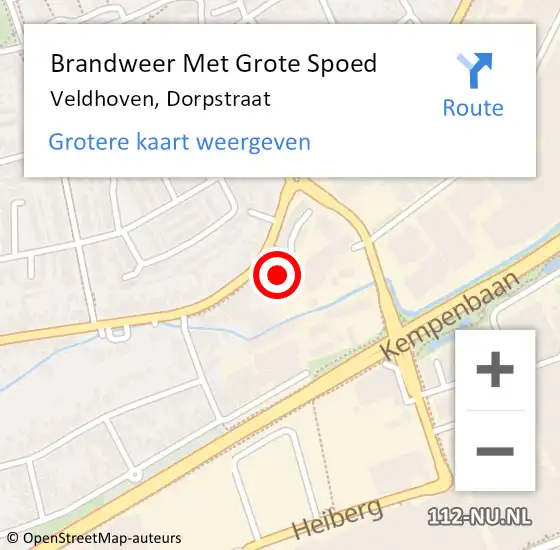Locatie op kaart van de 112 melding: Brandweer Met Grote Spoed Naar Veldhoven, Dorpstraat op 3 augustus 2023 17:03
