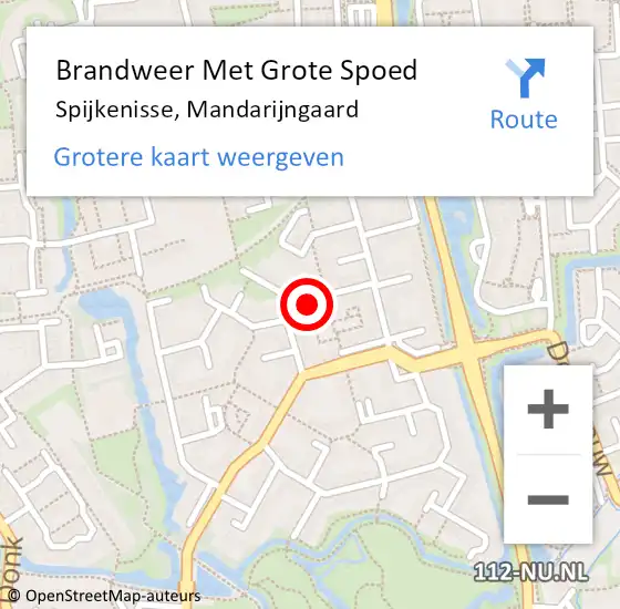 Locatie op kaart van de 112 melding: Brandweer Met Grote Spoed Naar Spijkenisse, Mandarijngaard op 3 augustus 2023 17:31